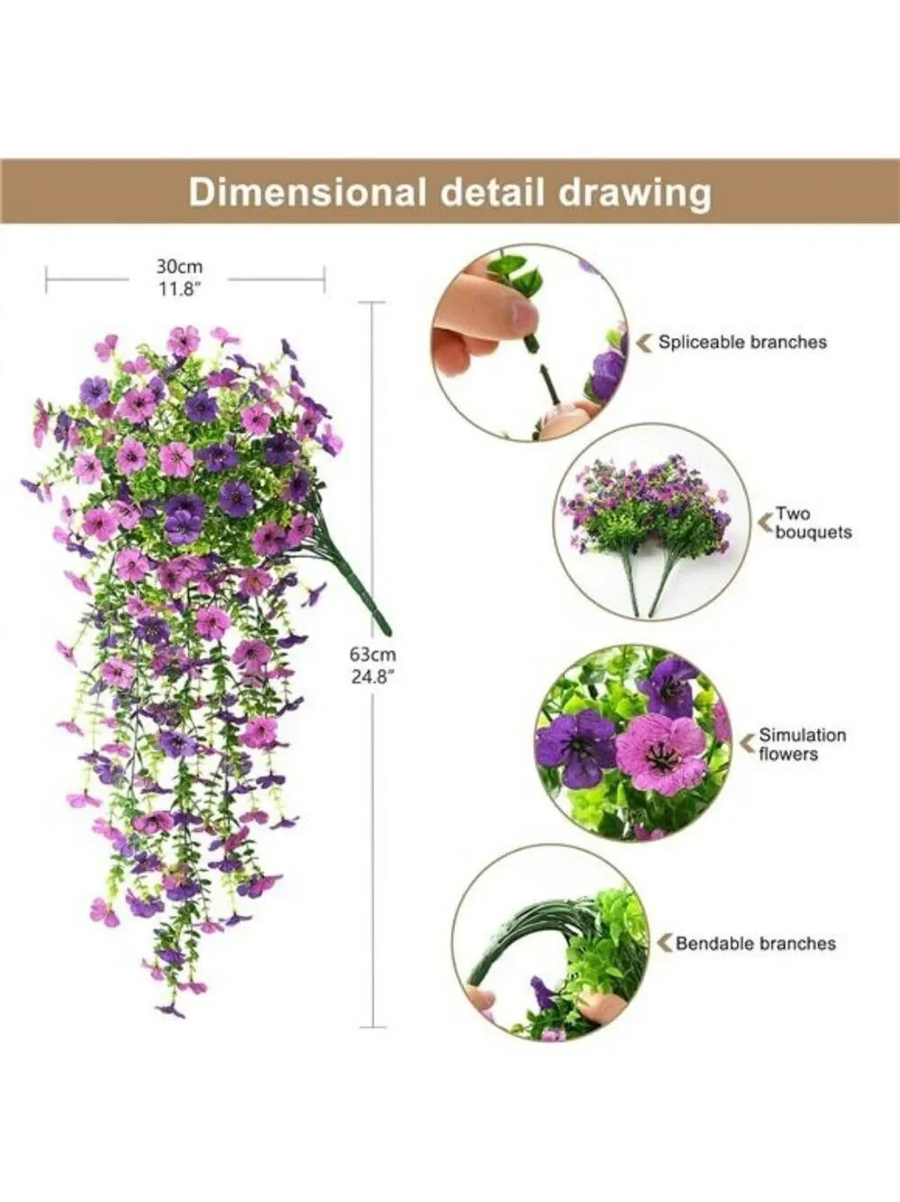 Artificial Hanging Daisy Flowers Set of 2 UV Resistant Outdoor Porch Decor